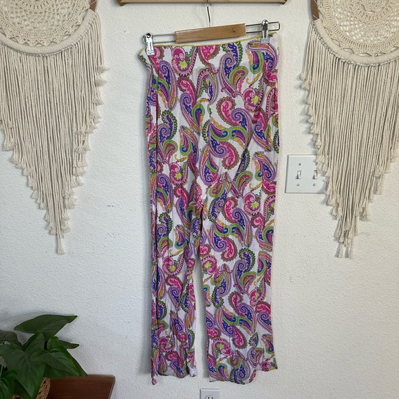 Cynthia Rowley colorful bright paisley print pajama pants medium - Picture 3 of 6